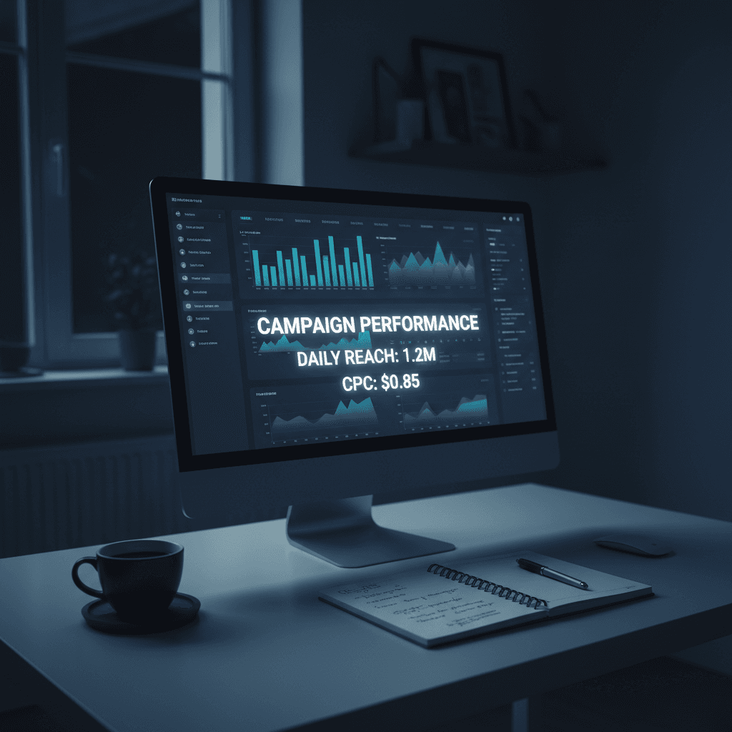 Digital ad dashboard on a monitor