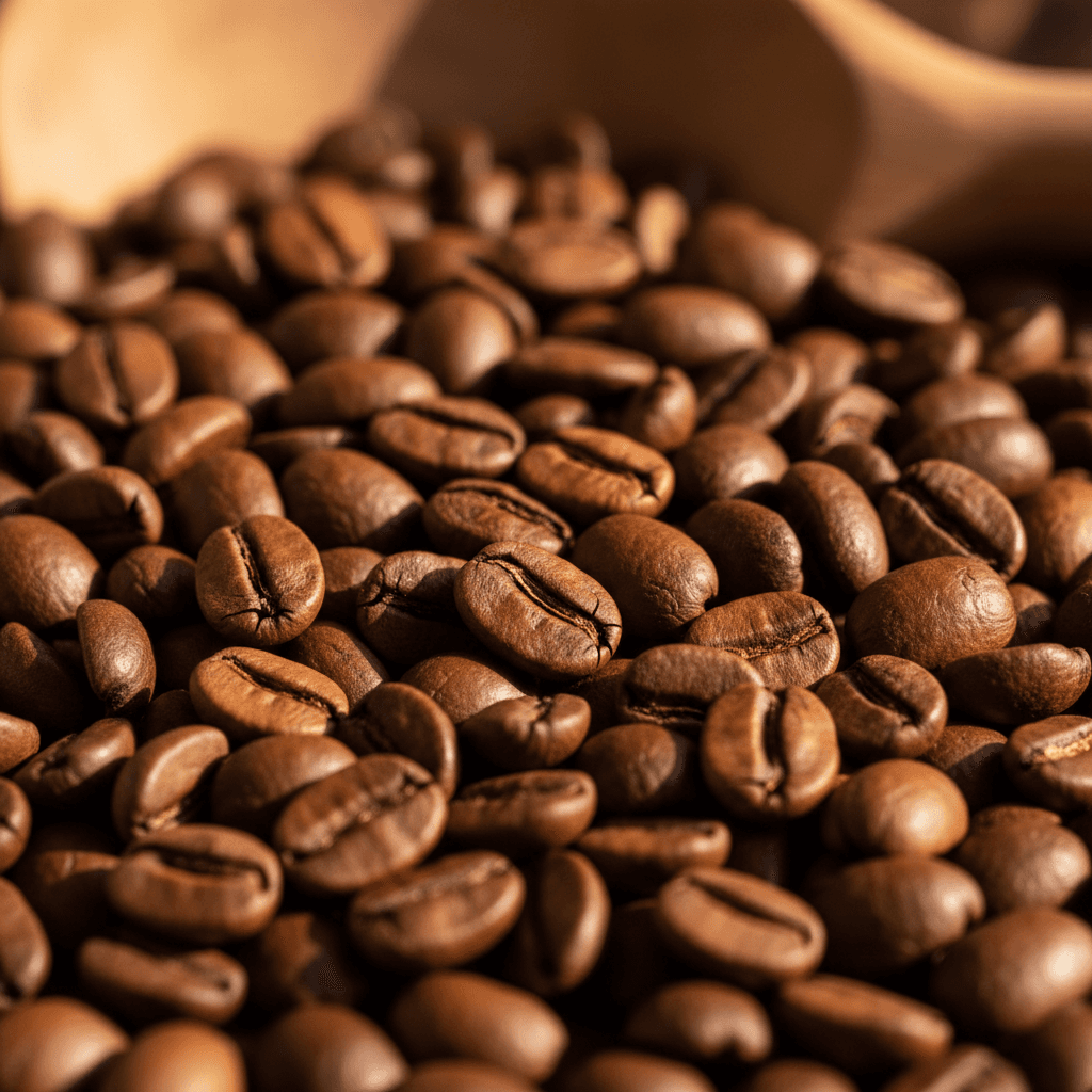 Macro shot of a coffee bean surface with salt grain for scale
